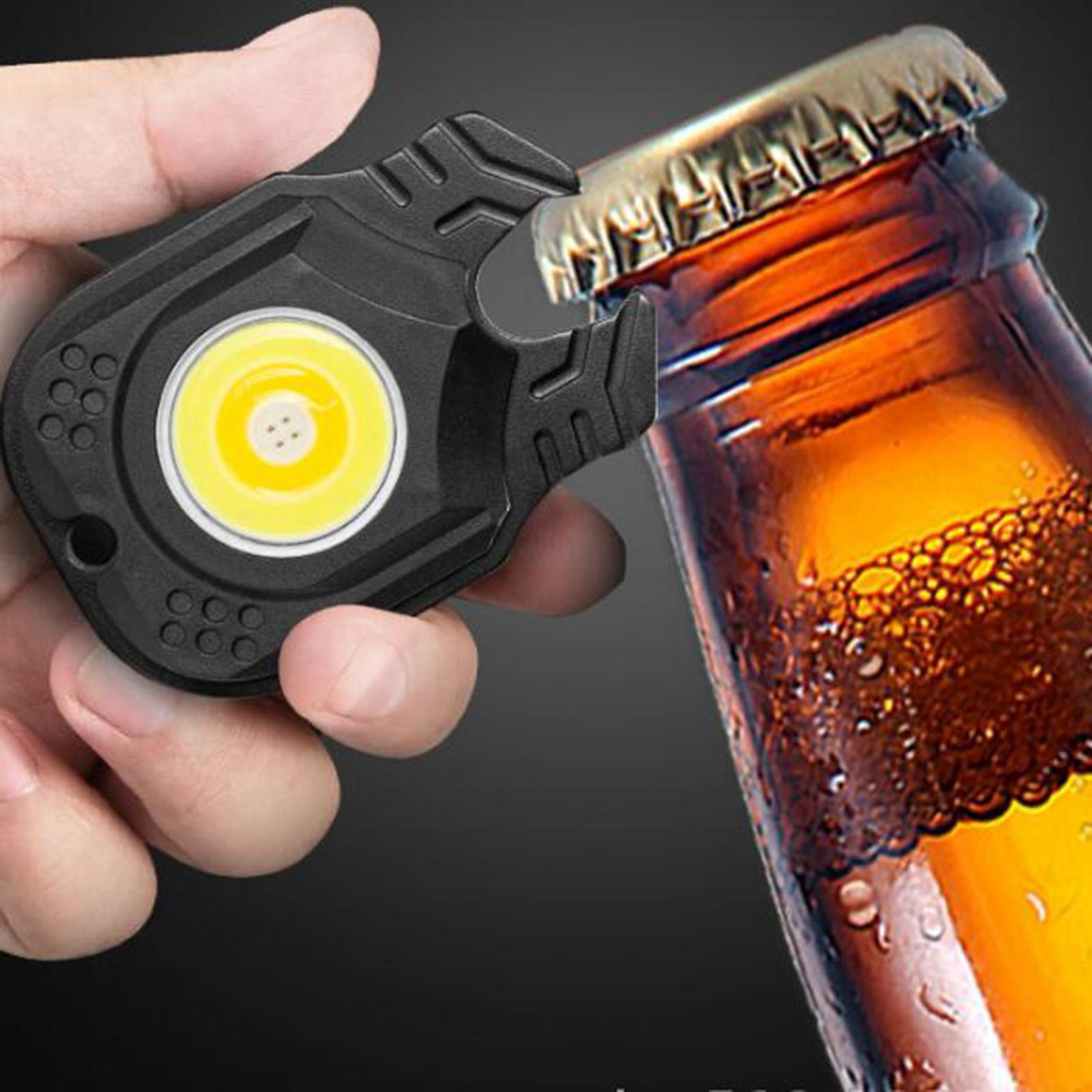 Portable LED Flashlight Keychain Rechargeable COB Bottle Opener Folded for Kids Hiking