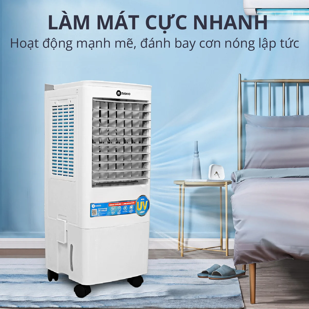 Quạt điều hòa hơi nước 20L có UV diệt khuẩn nấm mốc Mishio MK310 - Hàng chính hãng