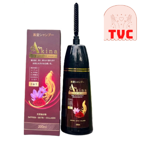 Dầu Gội Lược Chải Phủ Bạc Akina 3 Trong 1 Của Nhật Giúp Tóc Nâu Tự Nhiên 200ml