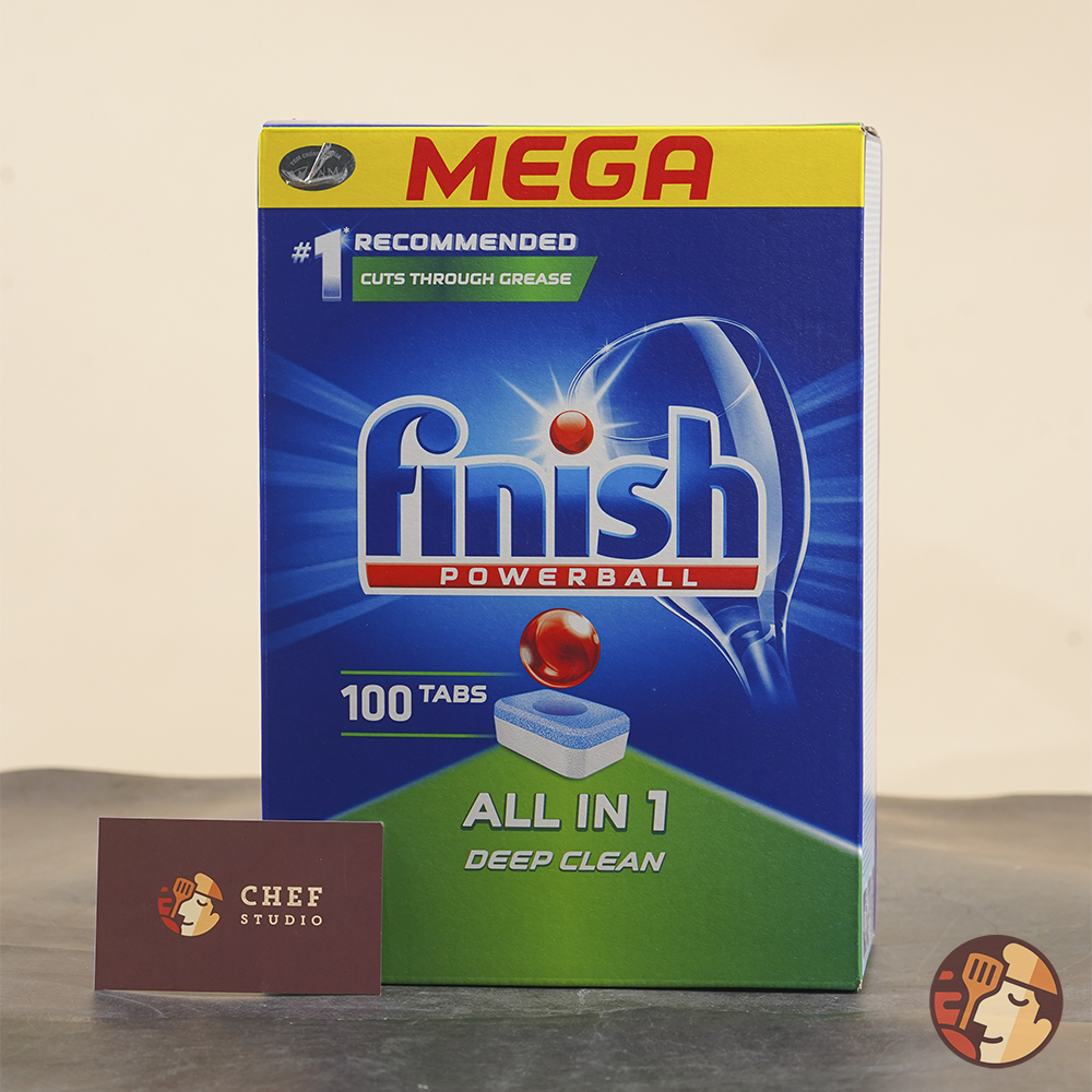 Viên rửa chén bát Finish All - in - 1 hộp 100 viên, chính hãng, dùng cho máy rửa bát