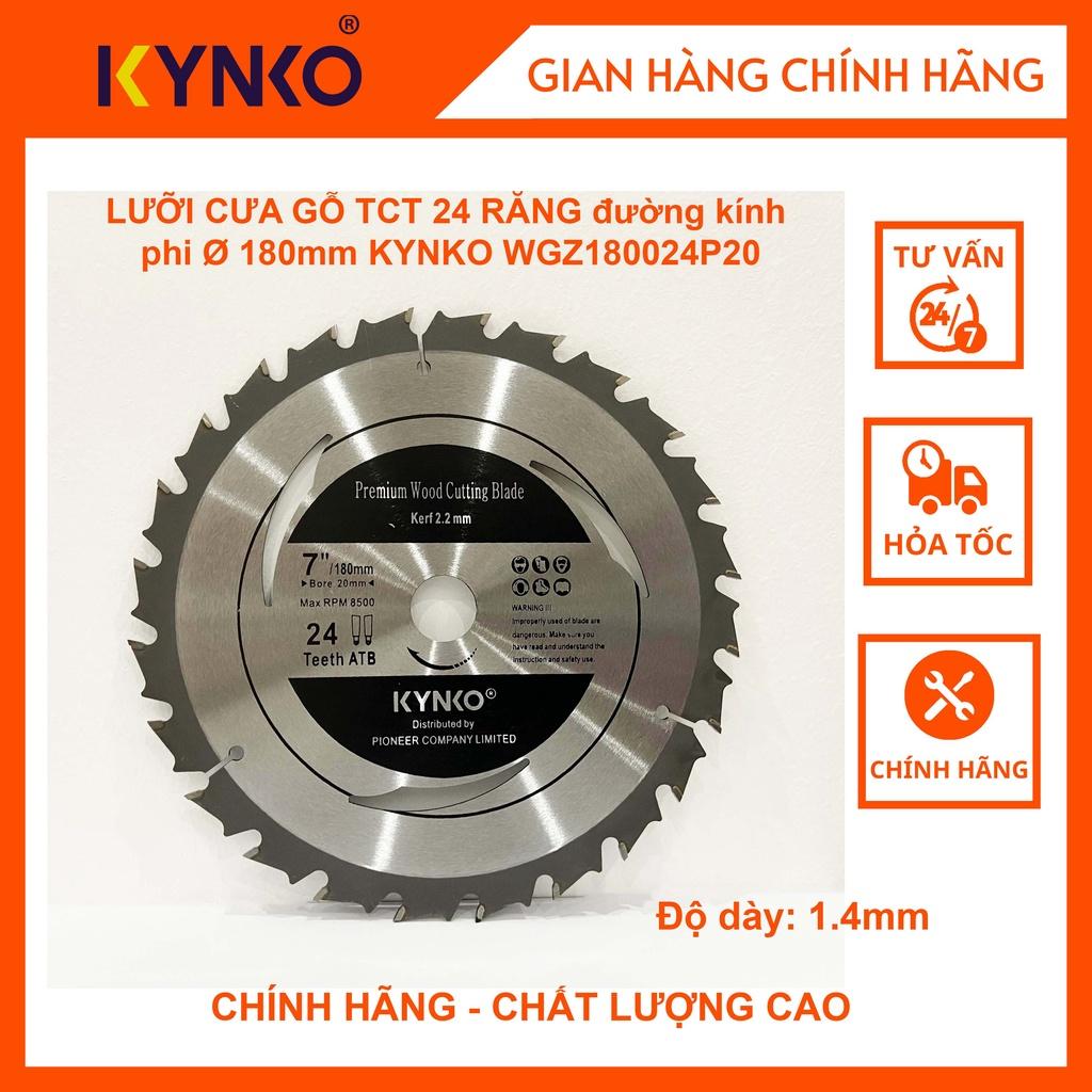 LƯỠI CƯA GỖ TCT 24 RĂNG đường kính phi Ø 180mm KYNKO WGZ180024P20