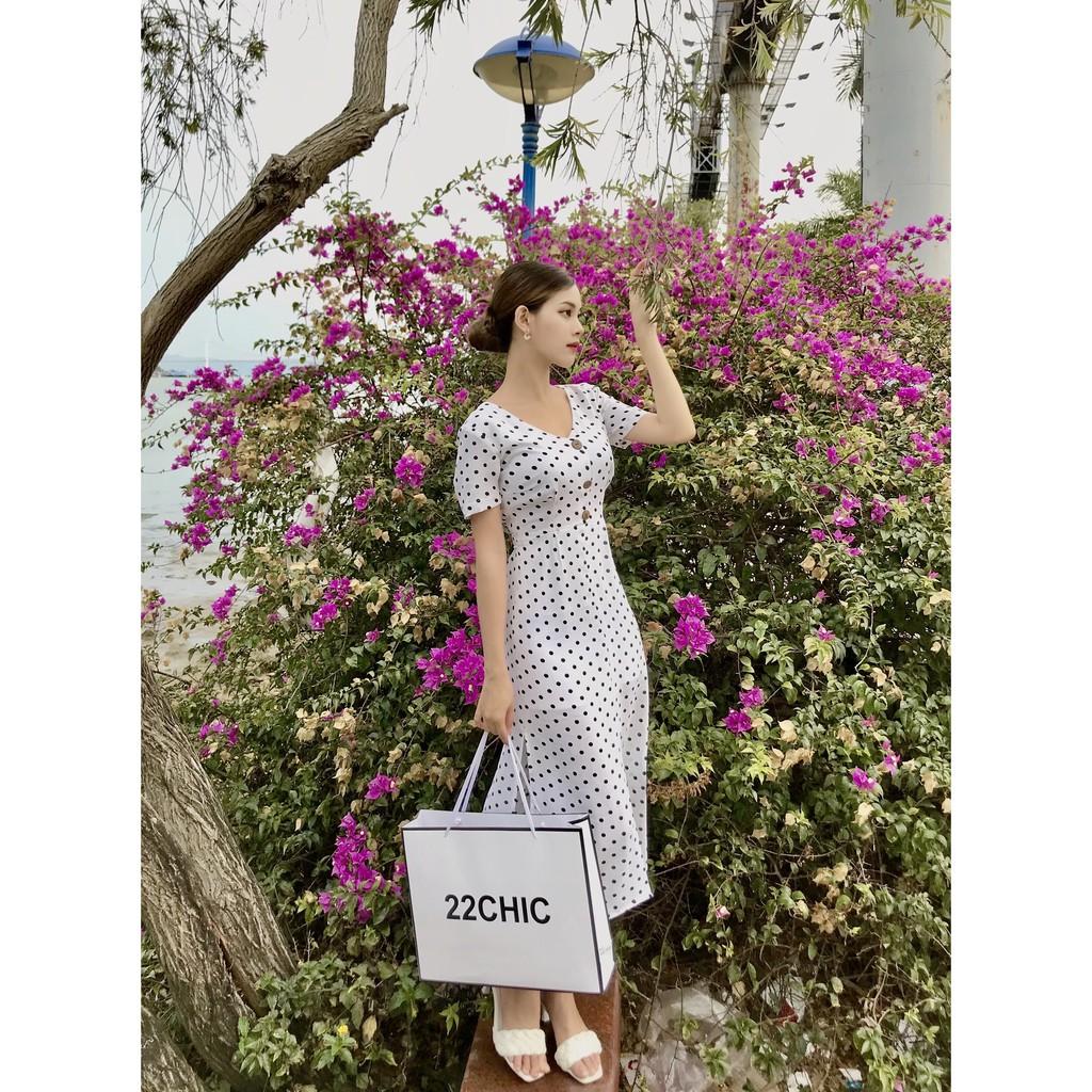 Váy chấm bi chiết eo tôn dáng Yoona Dress - 22CHIC