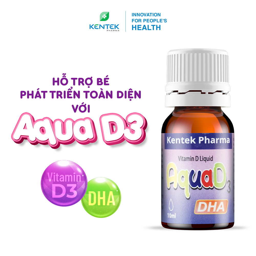 Dưỡng chất phát triển trí não, tăng chiều cao ở trẻ em Aqua D3 DHA | Kentek Pharma | Chai 10ml