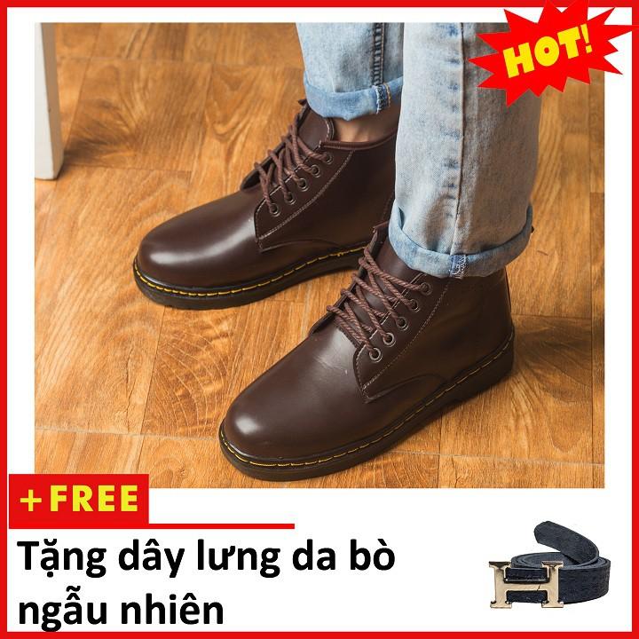 Giày Boot Nam Cổ Lửng Đế Khâu Da Trơn Màu Nâu Phong Cách - M354-NAU(TL)-NAU