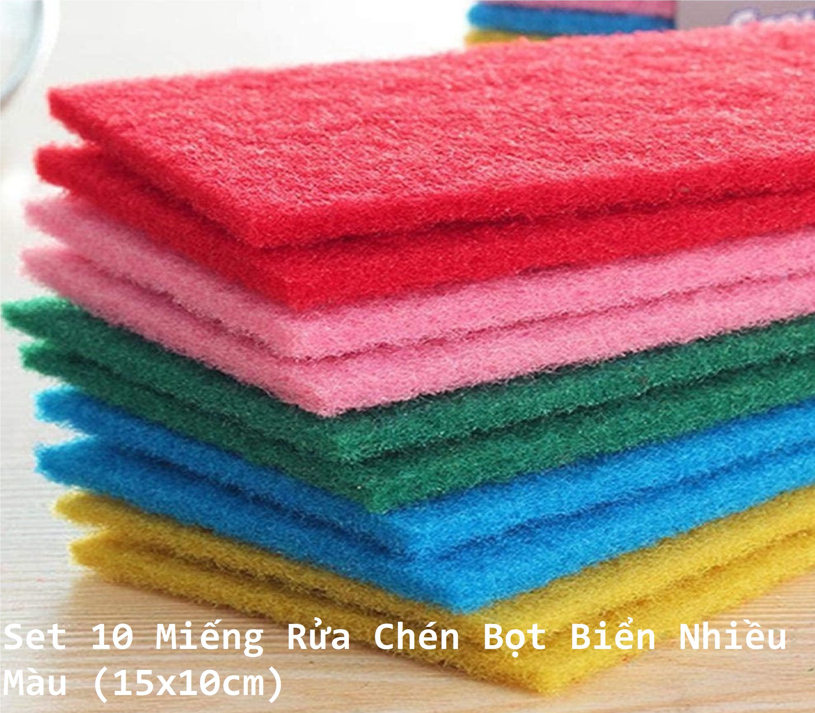 Set 10 miếng rửa chén bọt biển nhiều màu (15x10cm) VT