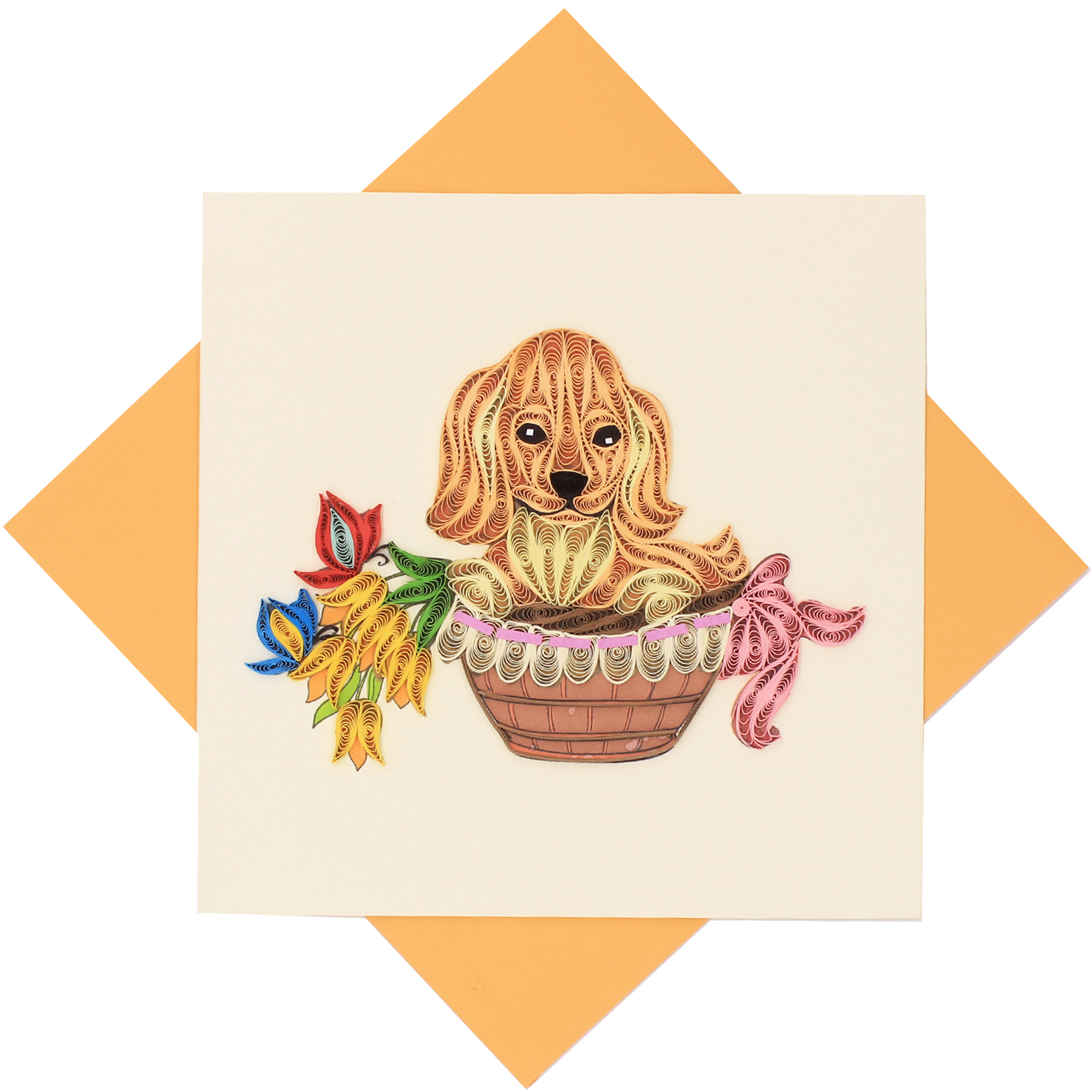 Thiệp Handmade - Thiệp Cún cưng nghệ thuật giấy xoắn - Tặng Kèm Khung Giấy Để Bàn - Thiệp chúc mừng sinh nhật, kỷ niệm, tình yêu, cảm ơn...