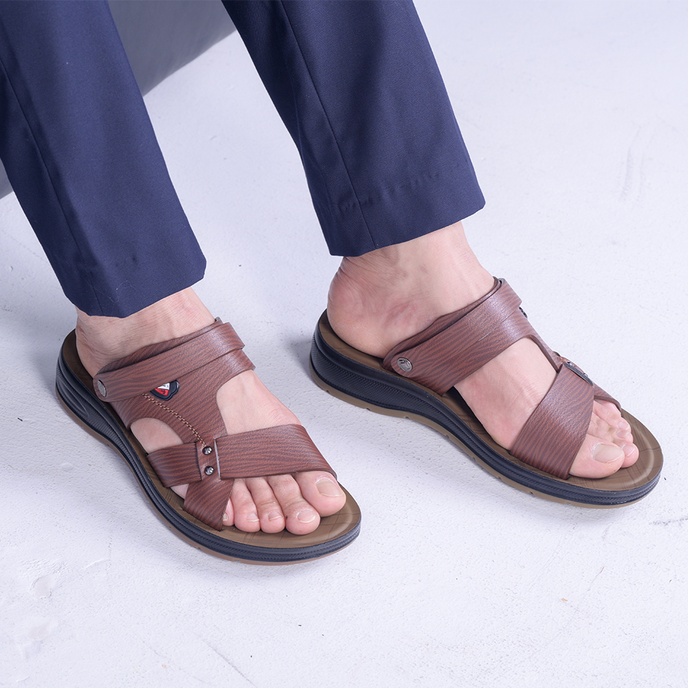 Dép Sandal Nam Da Bò - DC05 Đế Cao Đúc Nguyên Khối, Đường Khâu Chắc Chắn, Đế Massage Mềm Mại Êm Chân