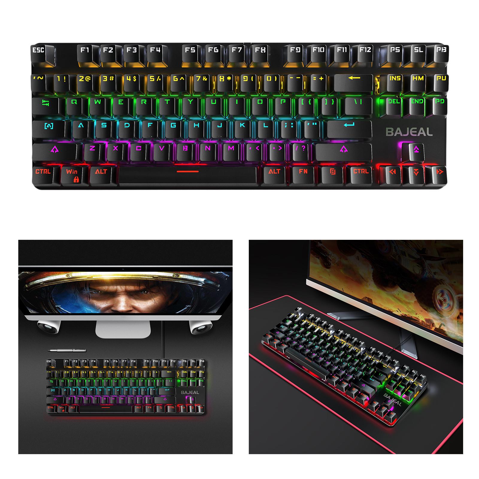 Gaming Mini Compact 87 Keys Wired Mechanical Keyboard Anti-ghosting Backlit for Computer