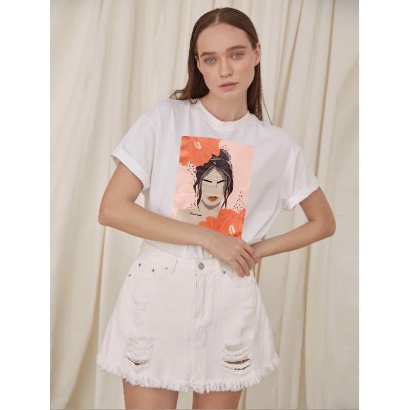 ÁO THUN CÔ GÁI HOA ĐÀO CHẤT COTTON 100% PHOM CHUẨN ĐẸP