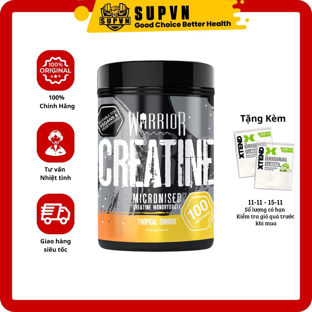 Warrior Creatine 500g - Hỗ Trợ Tăng Sức Mạnh, Sức Bền Năng Lượng Pre Workout, Bổ Sung Trước Khi Tập Của Anh