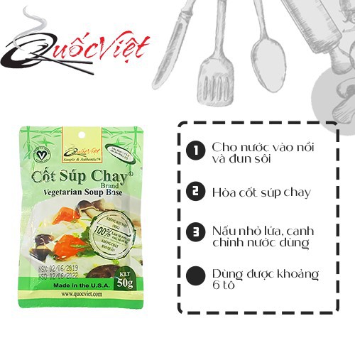 COMBO 2 Gói Gia Vị Nấu Súp Chay Cốt Quốc Việt - 2 x 50g -  gia vị dành cho món ăn thuần chay - VN10507