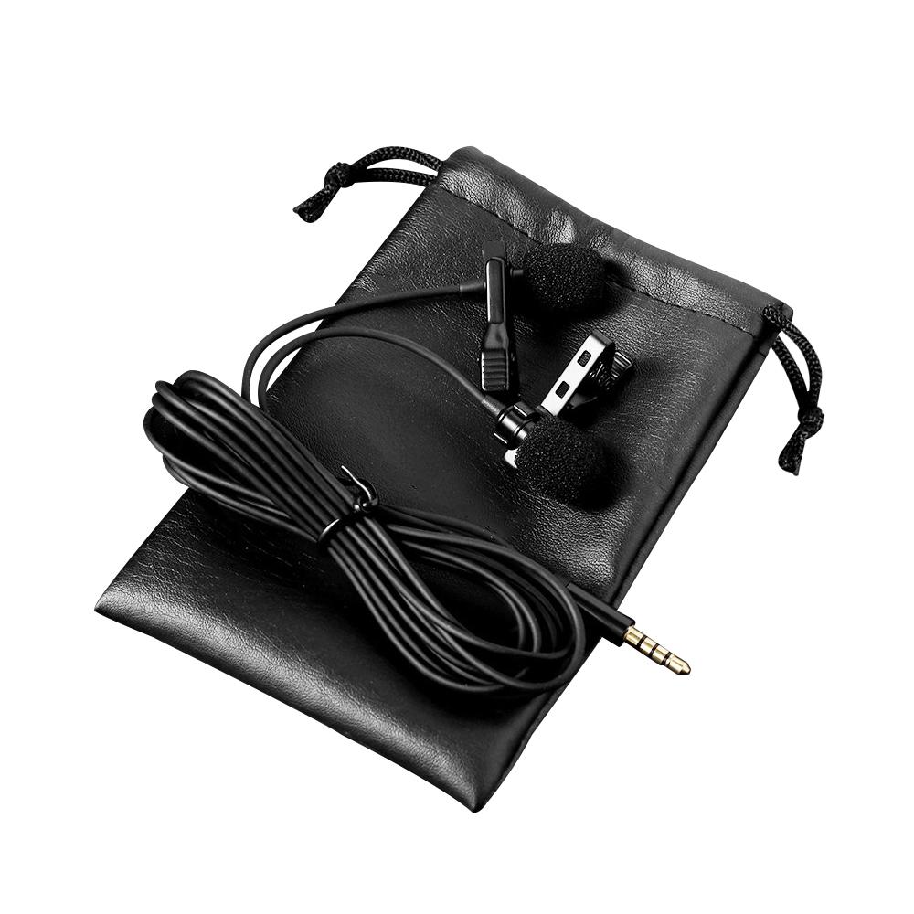 Omni-directional Electret Condenser Lavalier Microphone Dual Head with 3.5mm TRRS 4m Cable