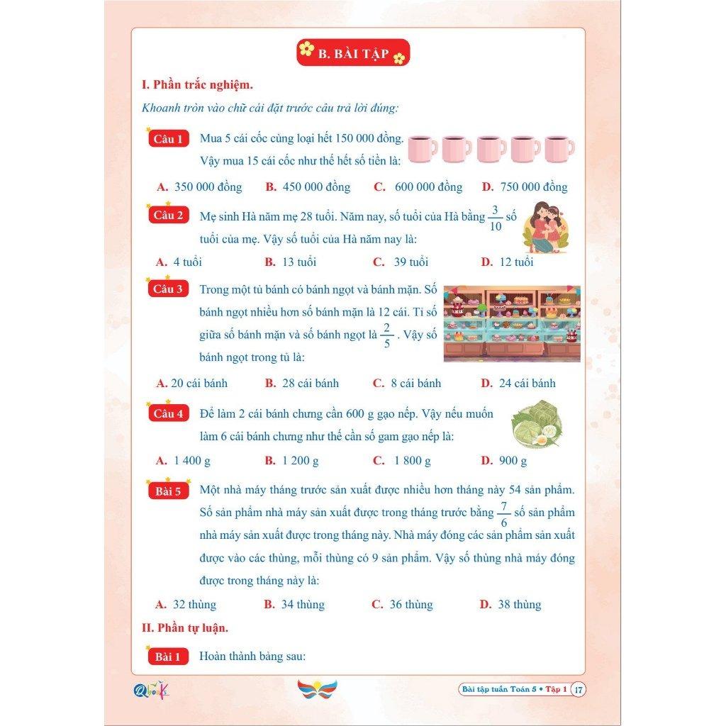 Bài Tập Tuần Toán 5 - Tập 1 - Cánh Diều - Bản Quyền