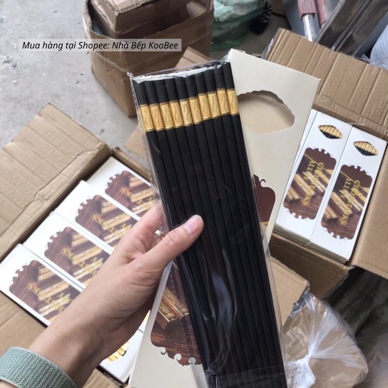 Bộ 10 đôi đũa hợp kim chịu nhiệt cao cấp - Đũa chống mốc kháng khuẩn đầu nhám chống trơn trượt