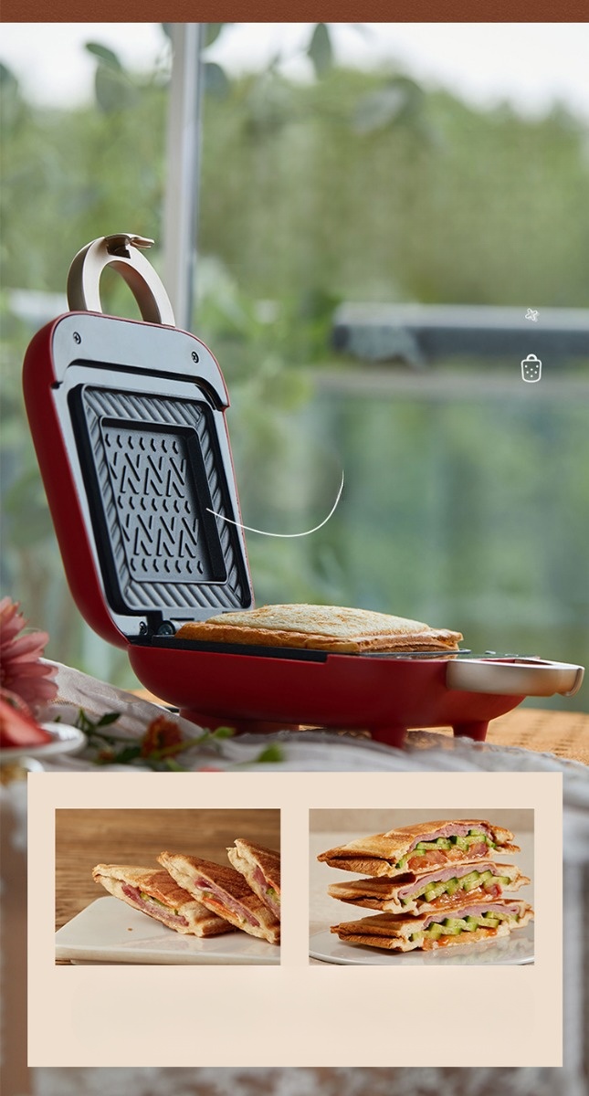 Máy Nướng Bánh Mỳ, Máy Kẹp Bánh Mỳ Sandwich-Waffle 2 Khay BEAR SMZ-B05N1 Công Suất 450 W - Hàng Chính Hãng