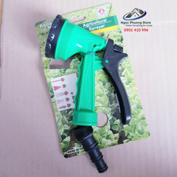 Vòi tưới cây đa năng 5 kiểu tưới, thân bằng nhựa ABS AQUAMATE ĐÀI LOAN - Mã W9108