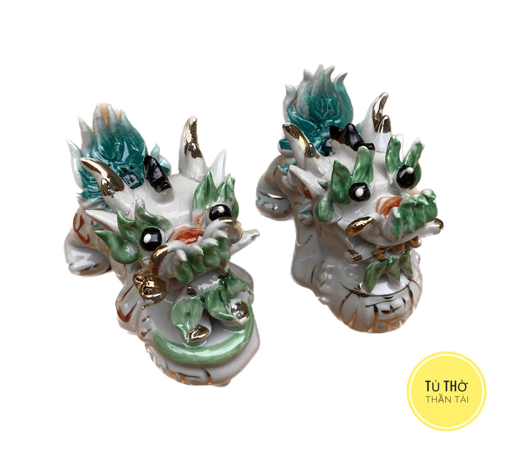 Cặp Kỳ Lân gốm sứ - Tượng phong thuỷ may mắn tài lộc