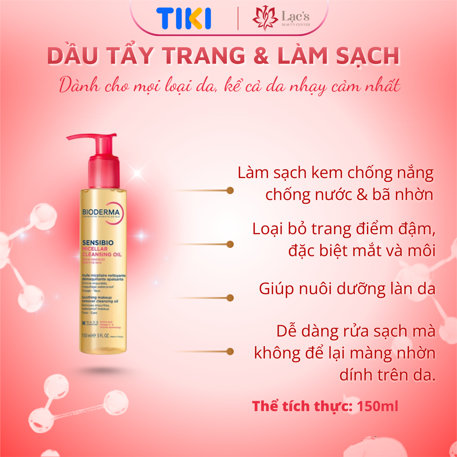 Dầu tẩy trang &amp; làm sạch Bioderma Sensibio Micellar cleansing oil - 150ml