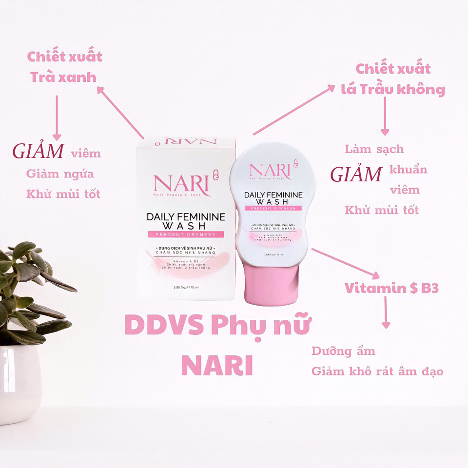 Dung dịch vệ sinh phụ nữ Nari ( DAILY FEMININE WASH) Sạch mịn thơm lưu hương suốt cả ngày Tuýp 110Ml