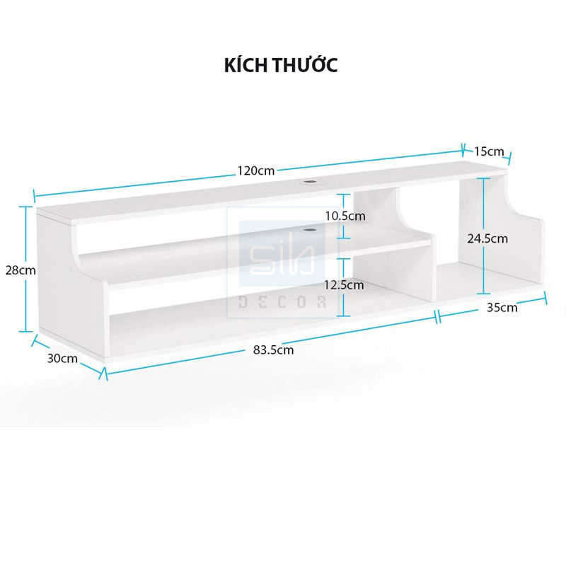 Kệ Gỗ Trang Trí Tivi Treo Tường 3 Tầng SIB Decor Với Thiết Kế Nhỏ Gọn, Đa Năng, Thích Hợp Cho Phòng Khách, Phòng Ngủ