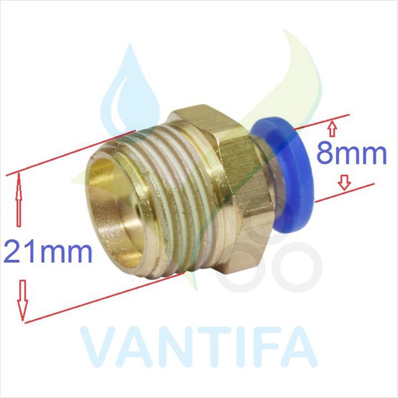 Đầu nối đồng ren trong ren ngoài 21mm nối ống phun sương 8mm