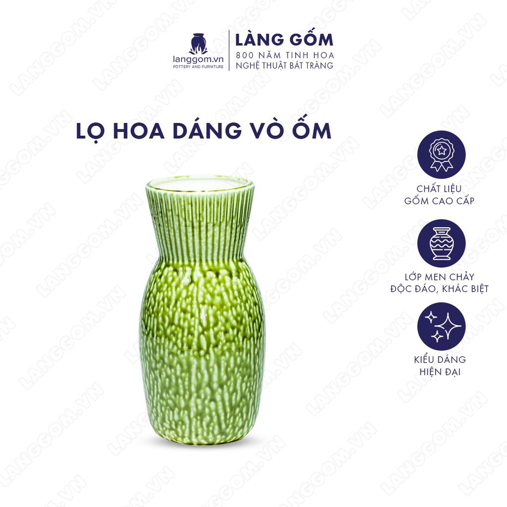 Bình hoa, lọ hoa Gốm sứ Bát Tràng cao cấp Men chảy dáng vò ốm dùng làm quà tặng, trang trí - Làng Gốm Bát Tràng