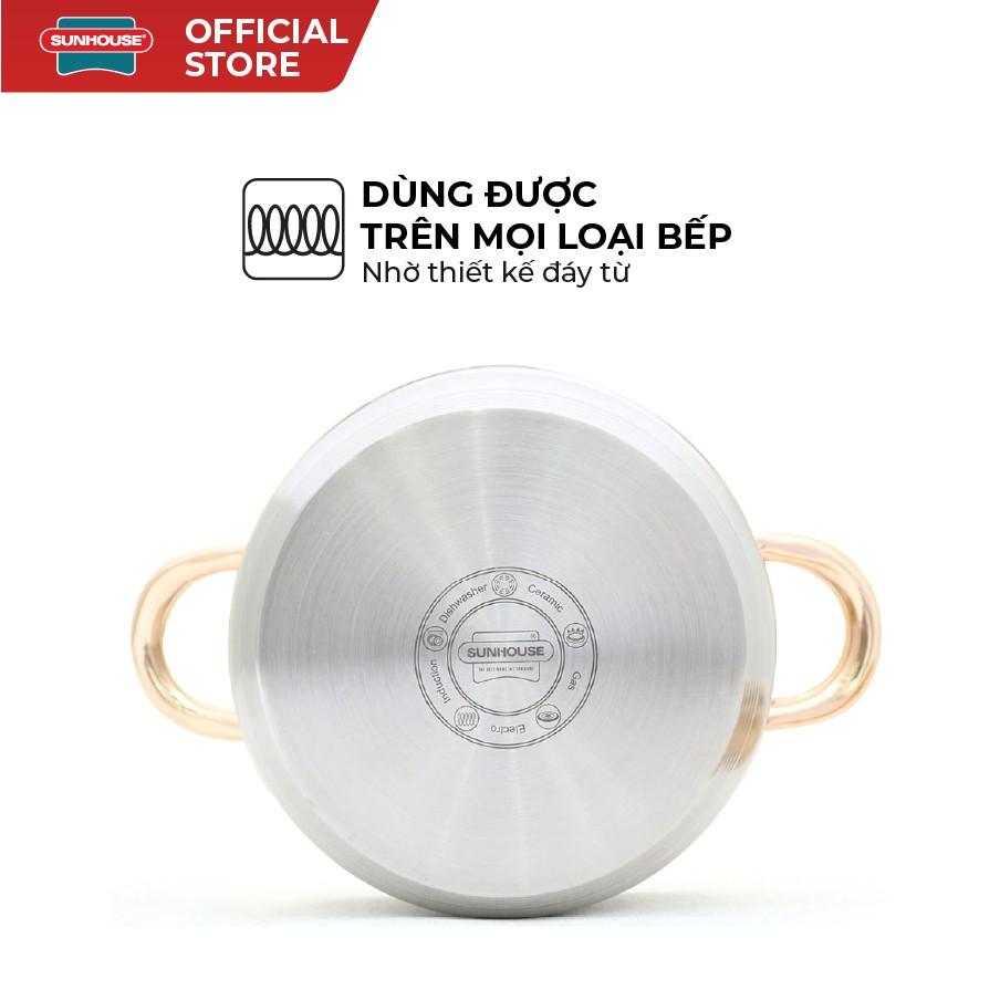 Bộ Nồi Inox 5 Đáy SUNHOUSE Đáy Từ SH781 16, 20, 24 cm