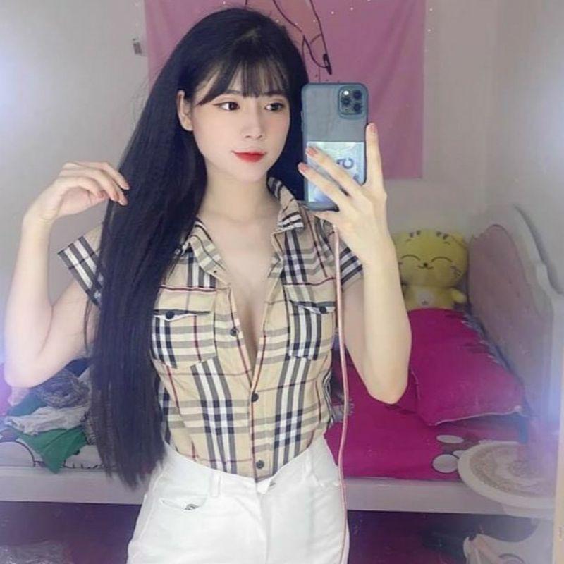 ÁO SƠ MI KẺ NÂU TAY NGẮN