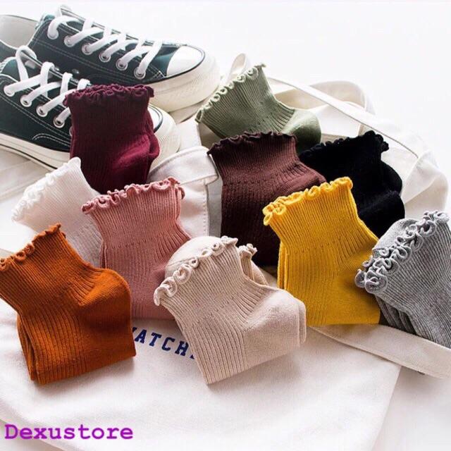 Tất vớ cổ cao nữ vớ cổ cao nam ulzzang len lông thỏ Vintage CỔ LỬNG BÈO tất nam cổ ngắn Tất vintage