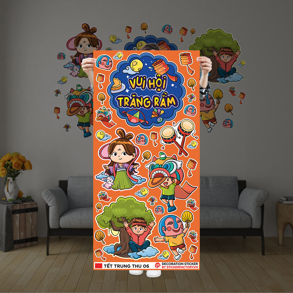 TẾT TRUNG THU 06 Decoration sticker decal dán tường trang trí nhà cửa, cửa hàng STICKER FACTORY