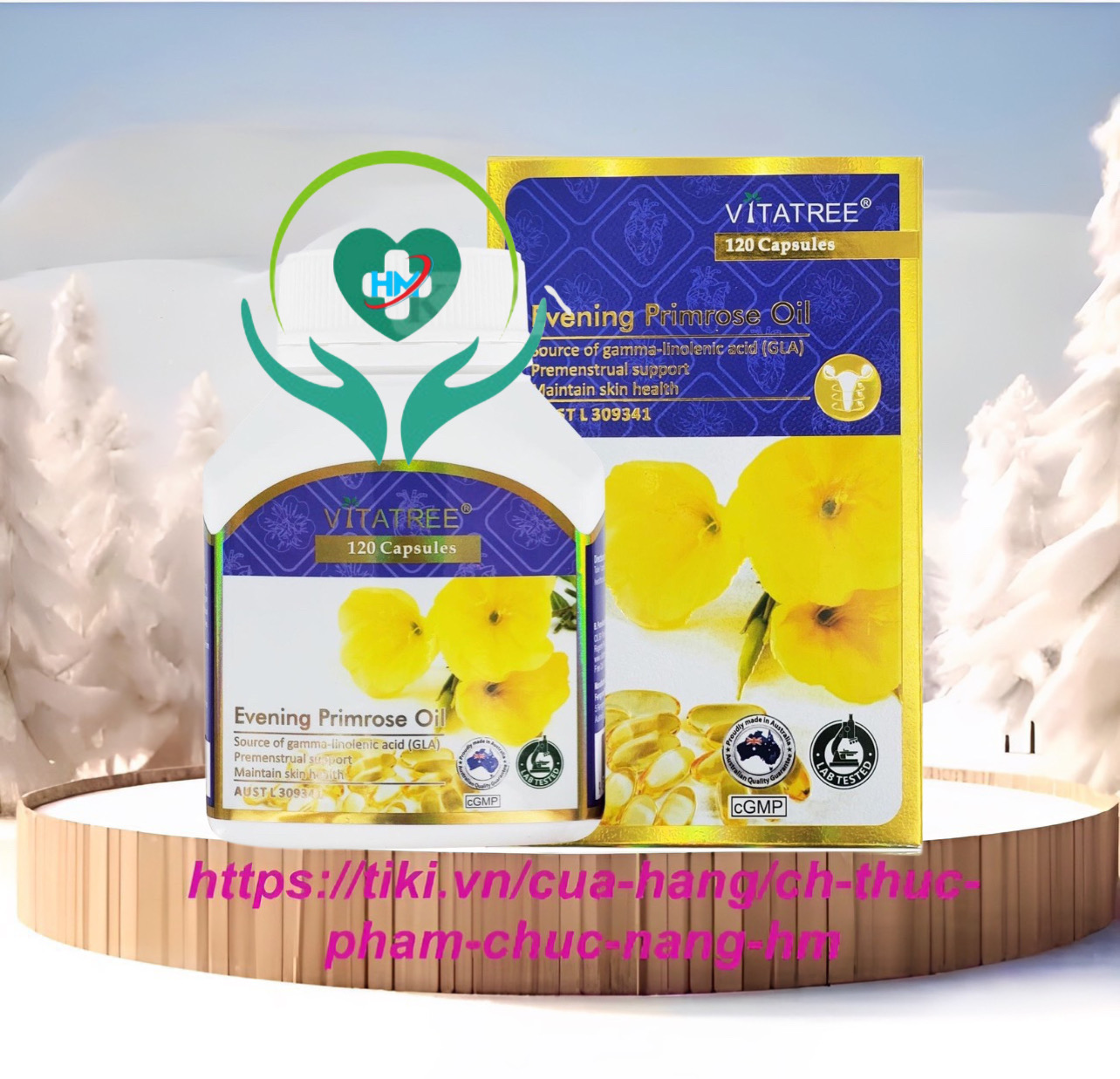 Viên uống Tinh dầu hoa anh thảo Vitatree Evening Primrose , hộp 120v, chăm sóc sức khoẻ phái đẹp