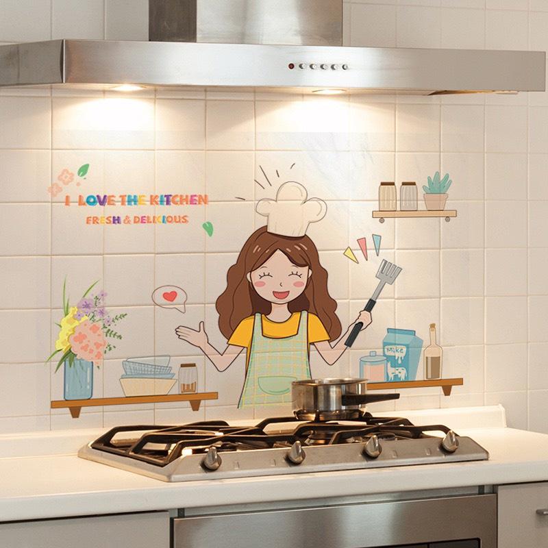 CỰC KÌ RẺ Giấy dán tường nhà bếp cách nhiệt chống dầu mỡ chịu nhiệt ,decal dán bếp họa tiết