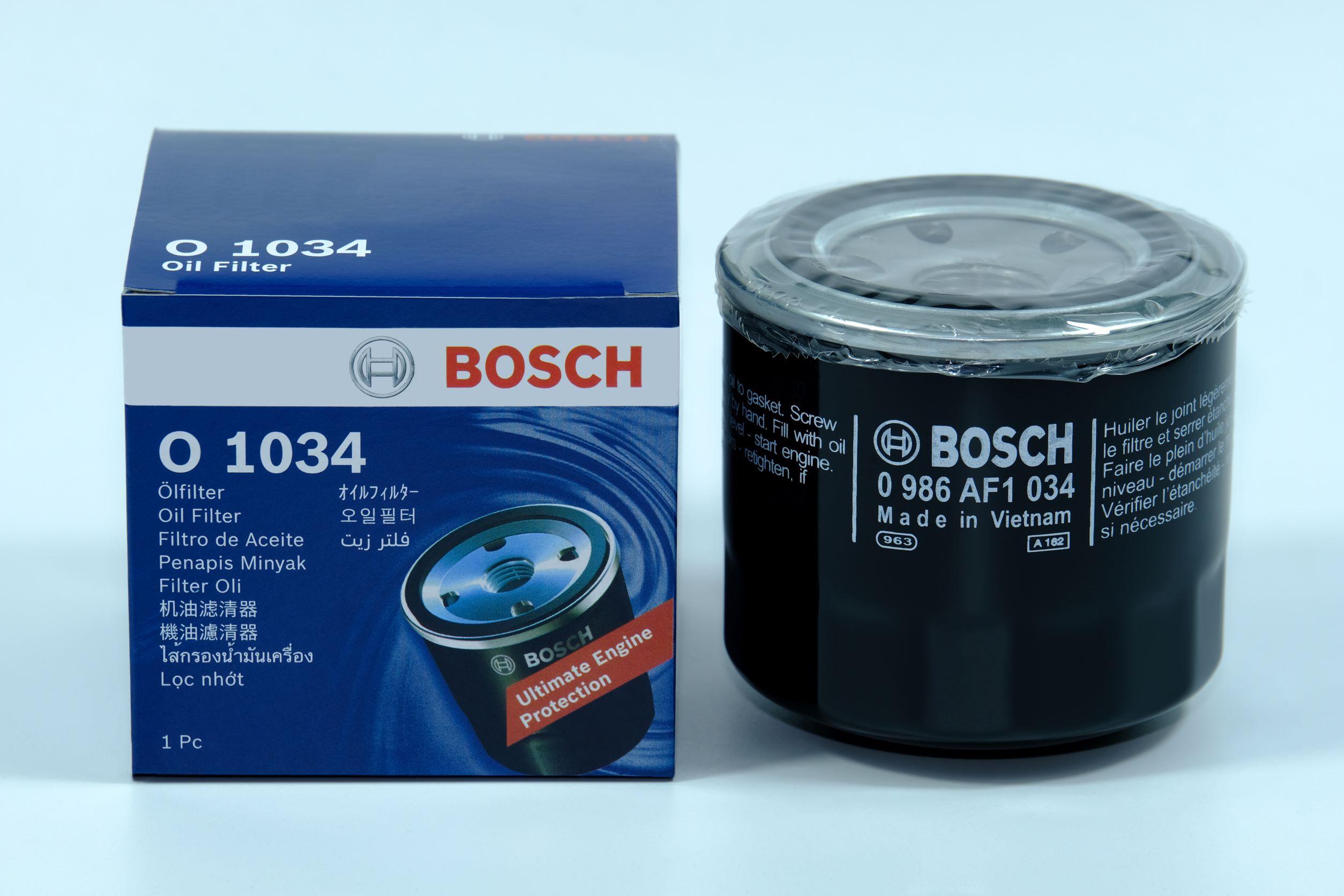 Lọc nhớt Bosch O1034 dành cho xe Cerato/Forte 1.6 2.0 / 08-15; Elantra / Avante, i30, Sonata, Accent, Verna,...; KIA Forte / Cerato, Rio, Soul, CRV (19-); MITSUBISHI Triton