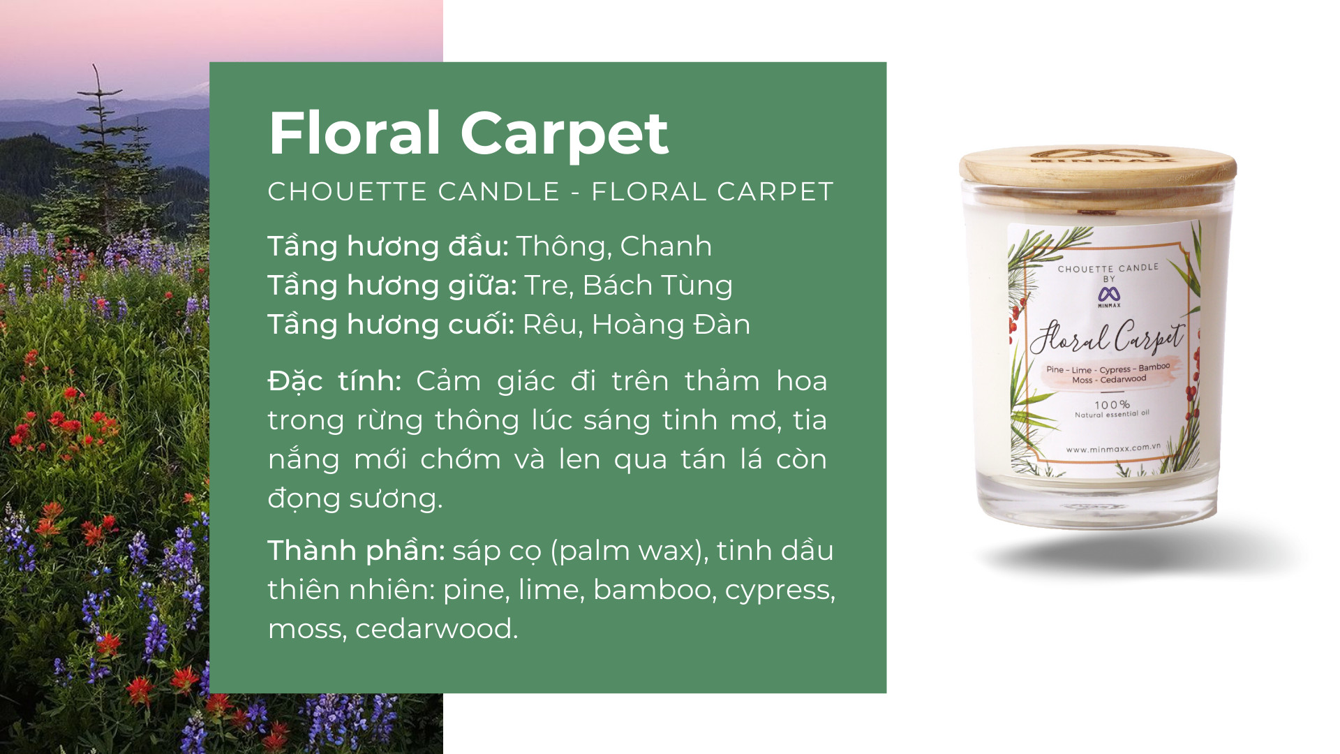 Ly nến thơm Chouette Candle CHC1010 Floral Carpet 182g