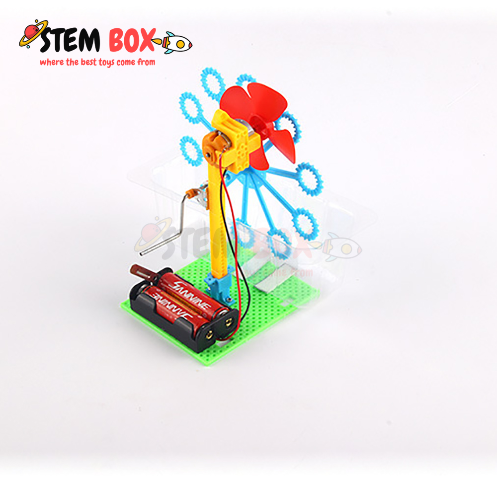 Đồ chơi thông minh bộ lắp quạt bong bóng chạy bằng pin- Trò chơi DIY STEM BOX