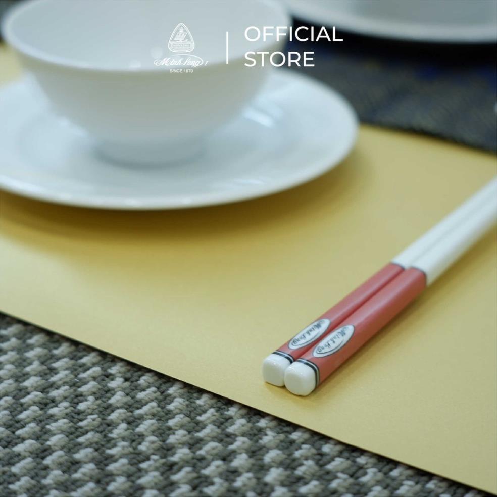 Bộ 02 đôi đũa sứ Minh Long 24.4 cm - Màu đỏ pastel - Hộp giấy