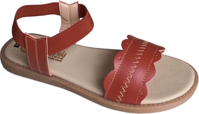 Giày sandal nữ Trường Hải da bò thật màu nâu HÌNH ẢNH THẬT