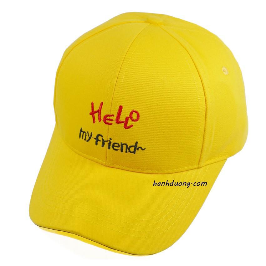 Nón kết Hello my friend mũ lưỡi trai nữ đẹp thời trang, chất liệu vải cotton thoáng mát, khóa xịn cao cấp