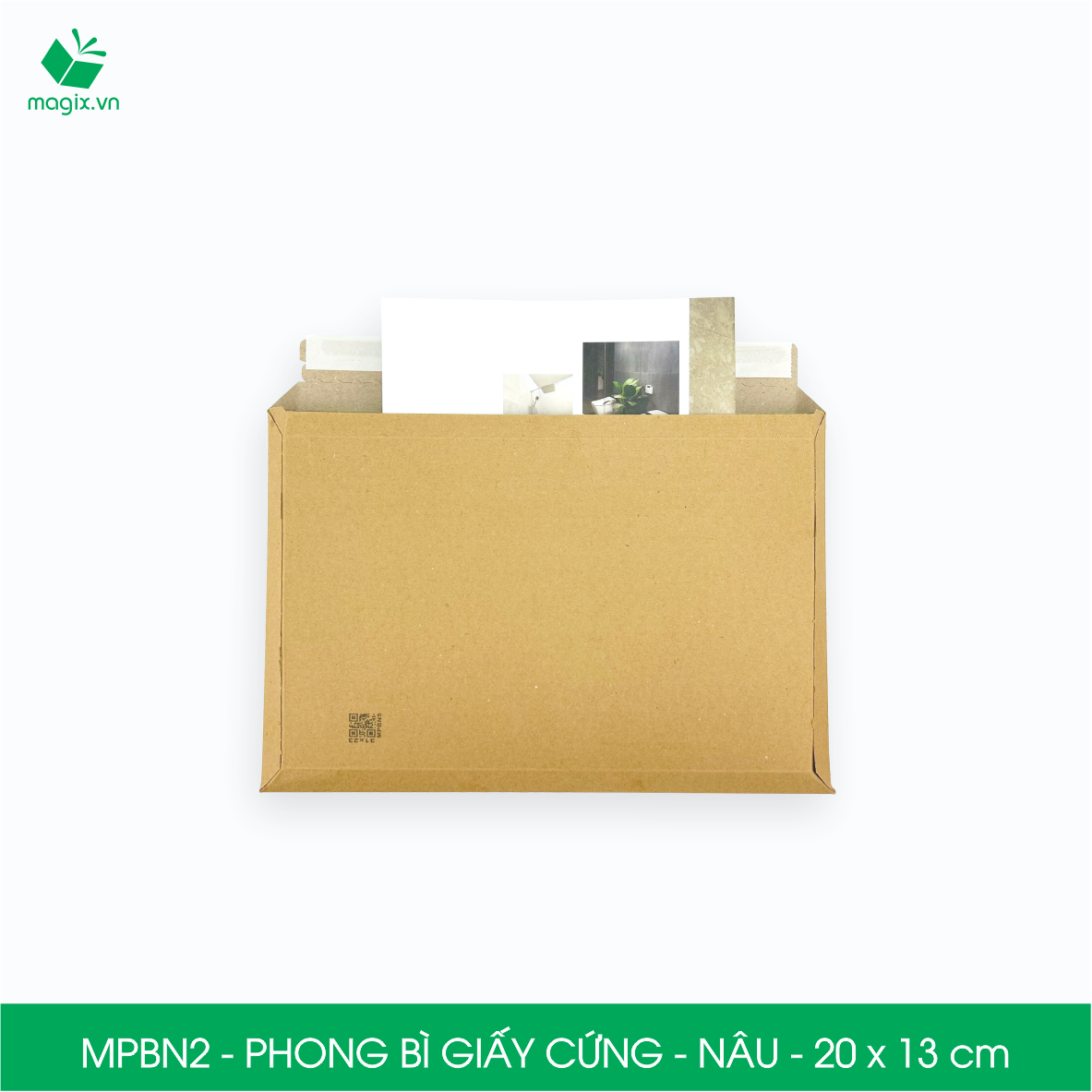 MPBN2 - 20x13 cm - Combo 60 phong bì giấy cứng đóng hàng màu nâu thay thế túi gói hàng