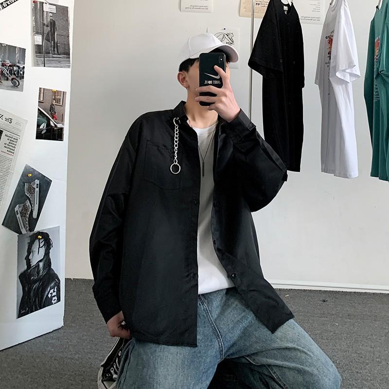 Áo Sơ Mi Nam Tay Dài Dáng Rộng Thời Trang Phong Cách