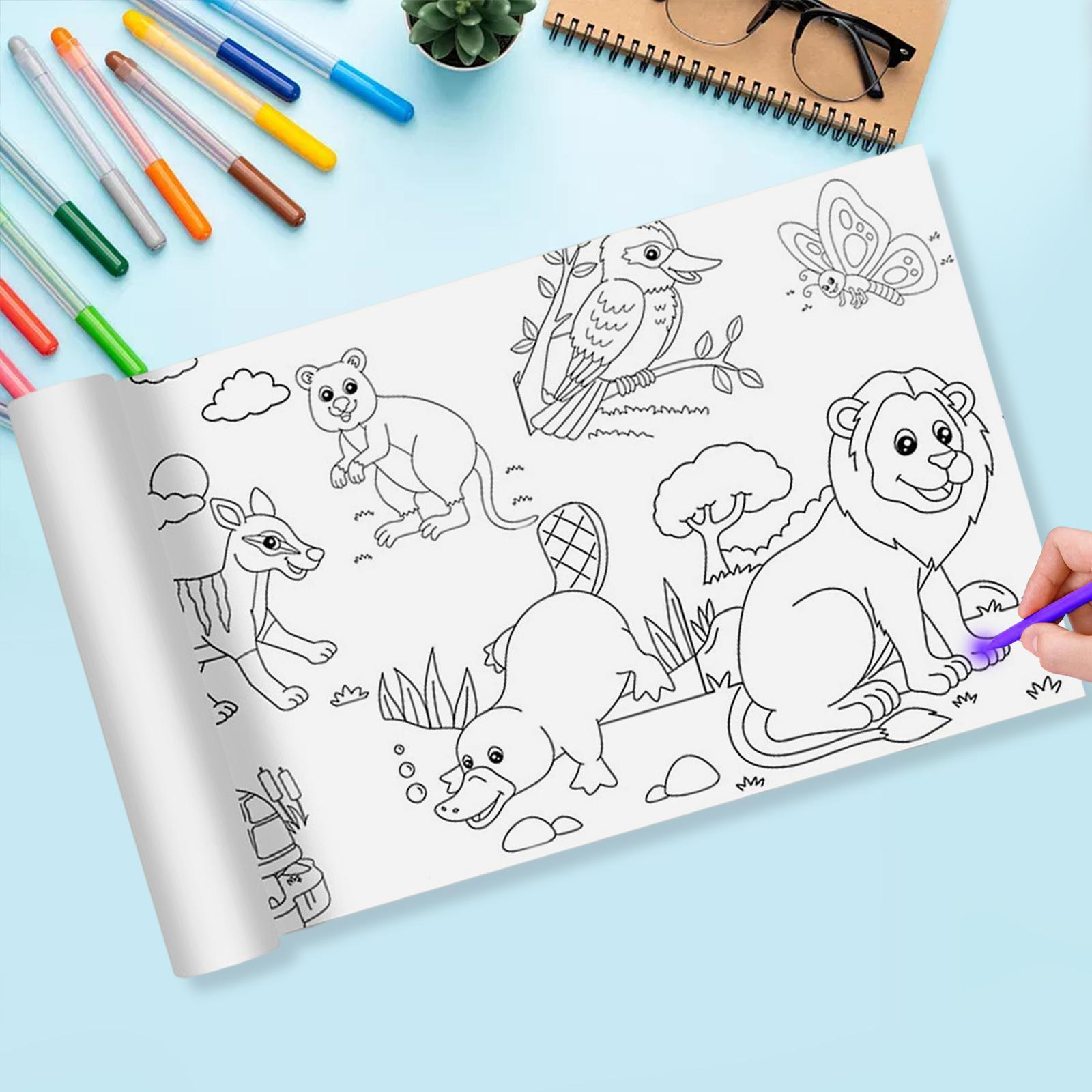 Large Children Colouring Roll Arts Crafts Activity Coloring Book Paper Watercolor Wall Sticker Theme Scene Color Filling Paper for Classroom