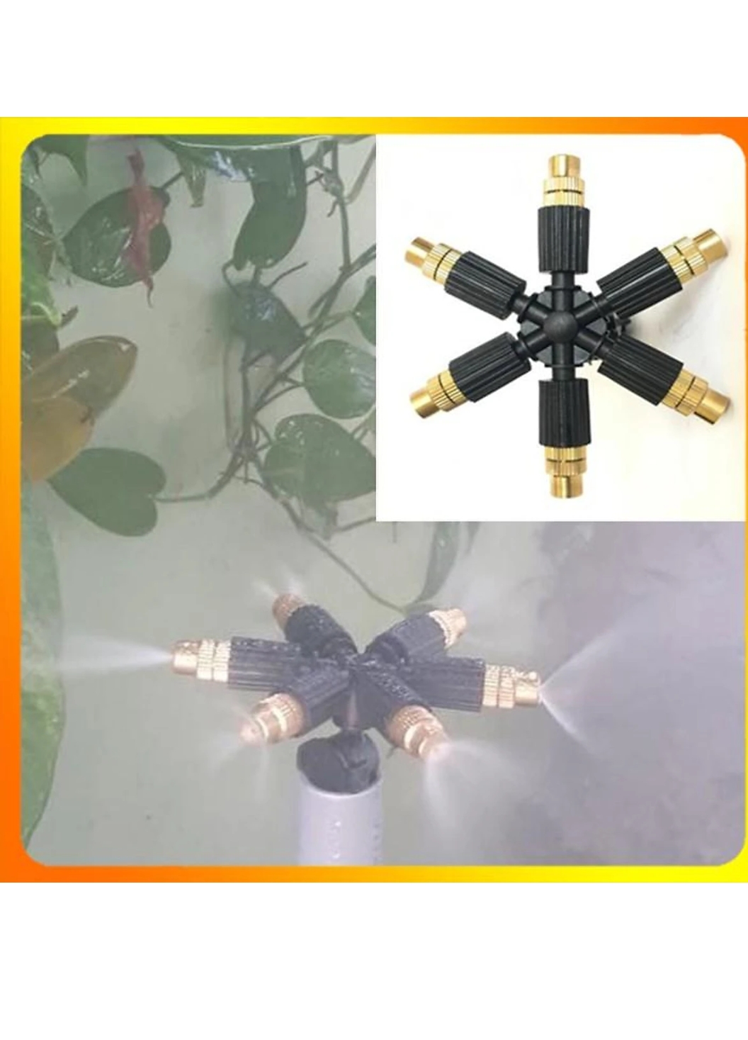Béc phun sương 6 hướng đầu đồng ren 21 tưới lan, cây cảnh