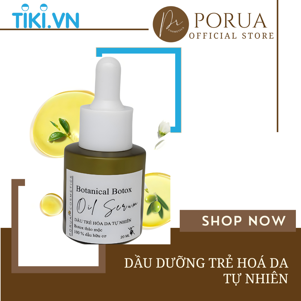 Dầu dưỡng trẻ hoá da tự nhiên PORUA 20ml săn chắc da mặt sáng mịn chống lão hoá căng da hạn chế nếp nhăn