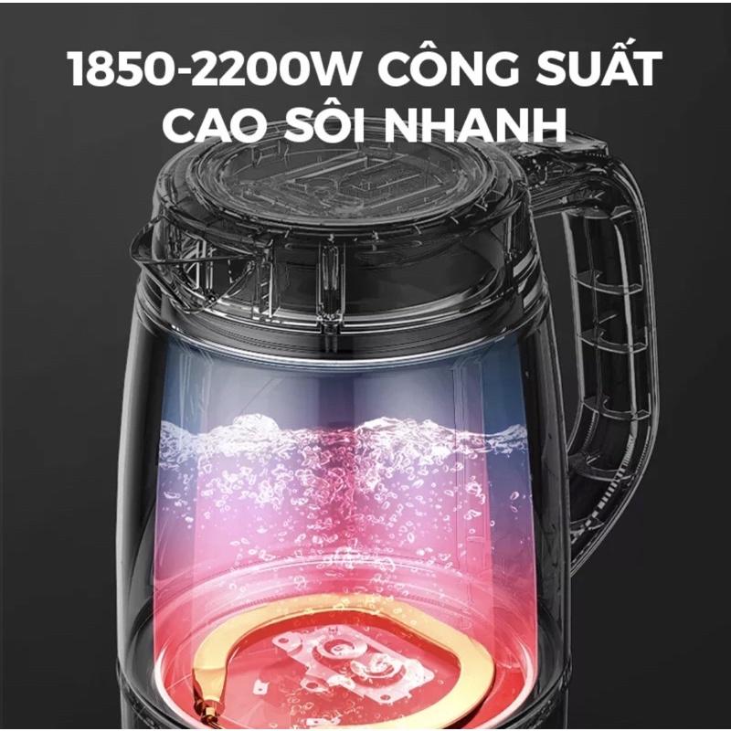 Günter &amp; Hauer Bình Đun Siêu Tốc Bình Trà Điện Thủy Tinh 17L LED Dây Đèn Vòng Xanh - Hàng chính hãng