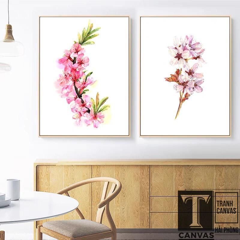 Tranh canvas tràn viền treo tường phòng khách, tranh vẽ bông hoa sắc màu H 171-180