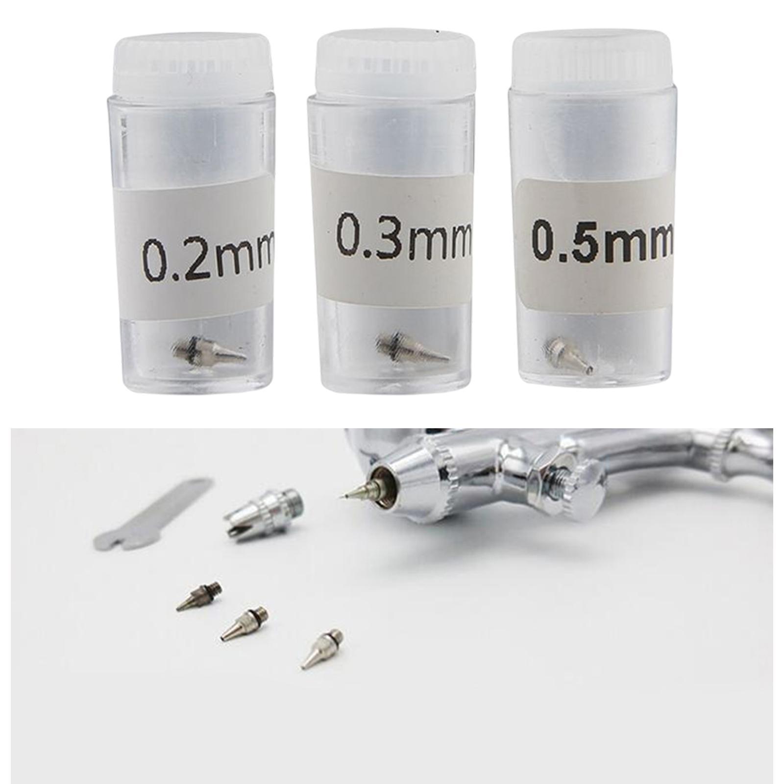 3 Pcs Airbrush Nozzle for Painting Machine for Airbrush 0.2/0.3/0.5mm Professional Airbrush Parts Replacement Parts for Crafting