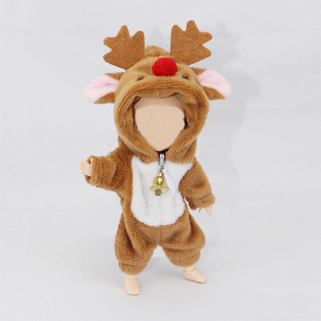 2Pcs 1/12 Doll Clothes Dinosaur Jumpsuit Pajamas Doll Clothes Costumes