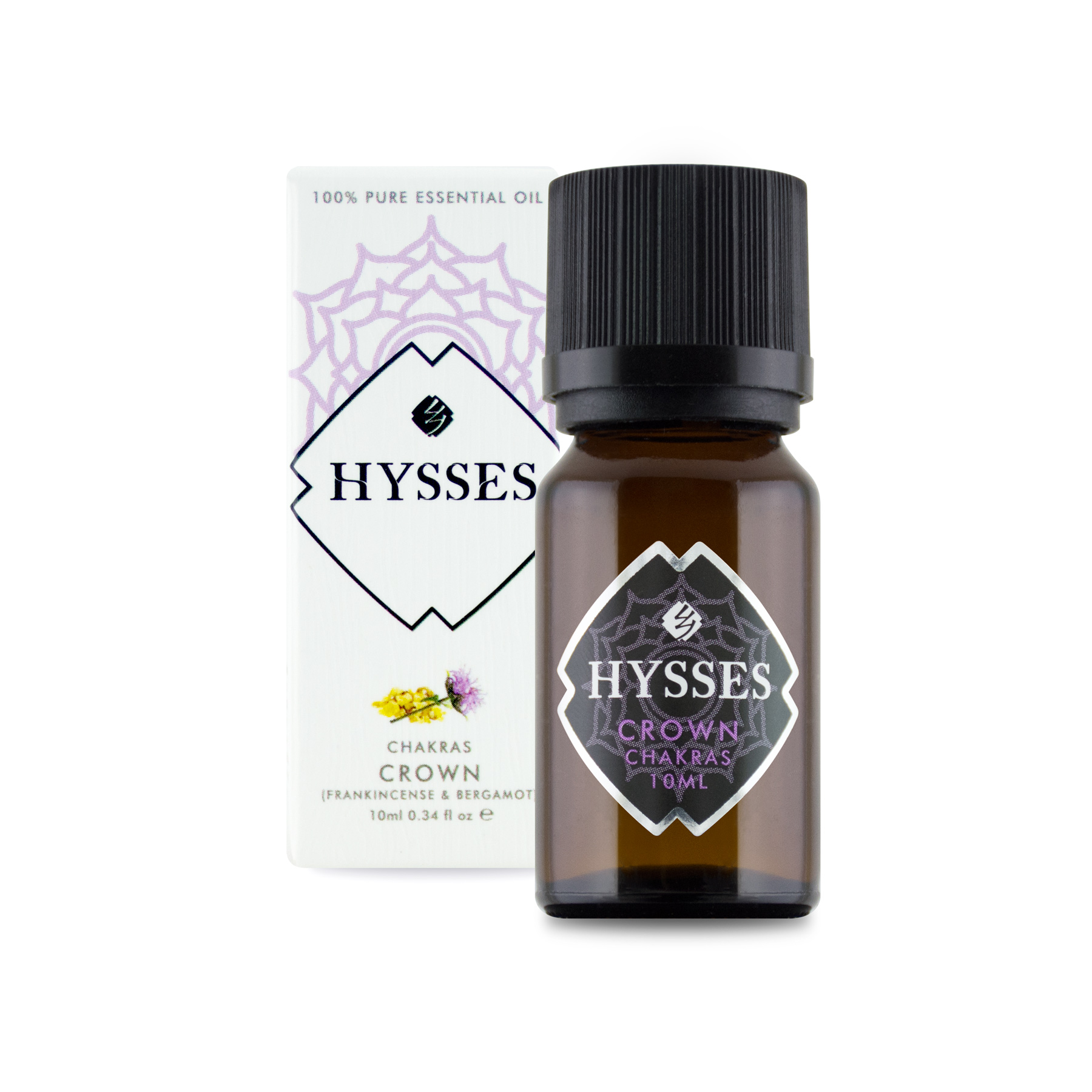 Tinh Dầu Cao Cấp Hysses Chakras Crown Tăng Năng Lượng Luân Xa Khai Sáng Giúp Giảm Căng Thẳng, Tăng Độ Nhạy Tư Duy, Giác Quan Với Chiết Xuất Trầm Hương & Cam Bergamot Hữu Cơ Tự Nhiên