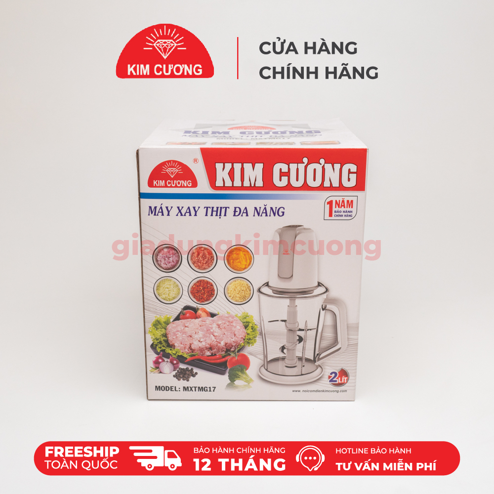 Máy Xay Thịt Đa Năng Kim Cương 2 Lít 6 Lưỡi Thép Không Gỉ - Hàng Chính Hãng