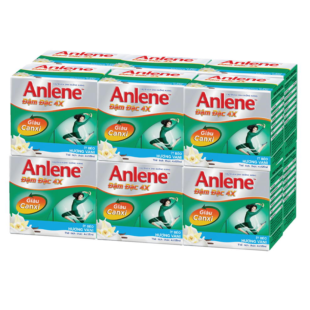 Thùng 48 Hộp Sữa Anlene Đậm Đặc 4X Ít Béo Hương Vani (12 x 4 x 125 ml)